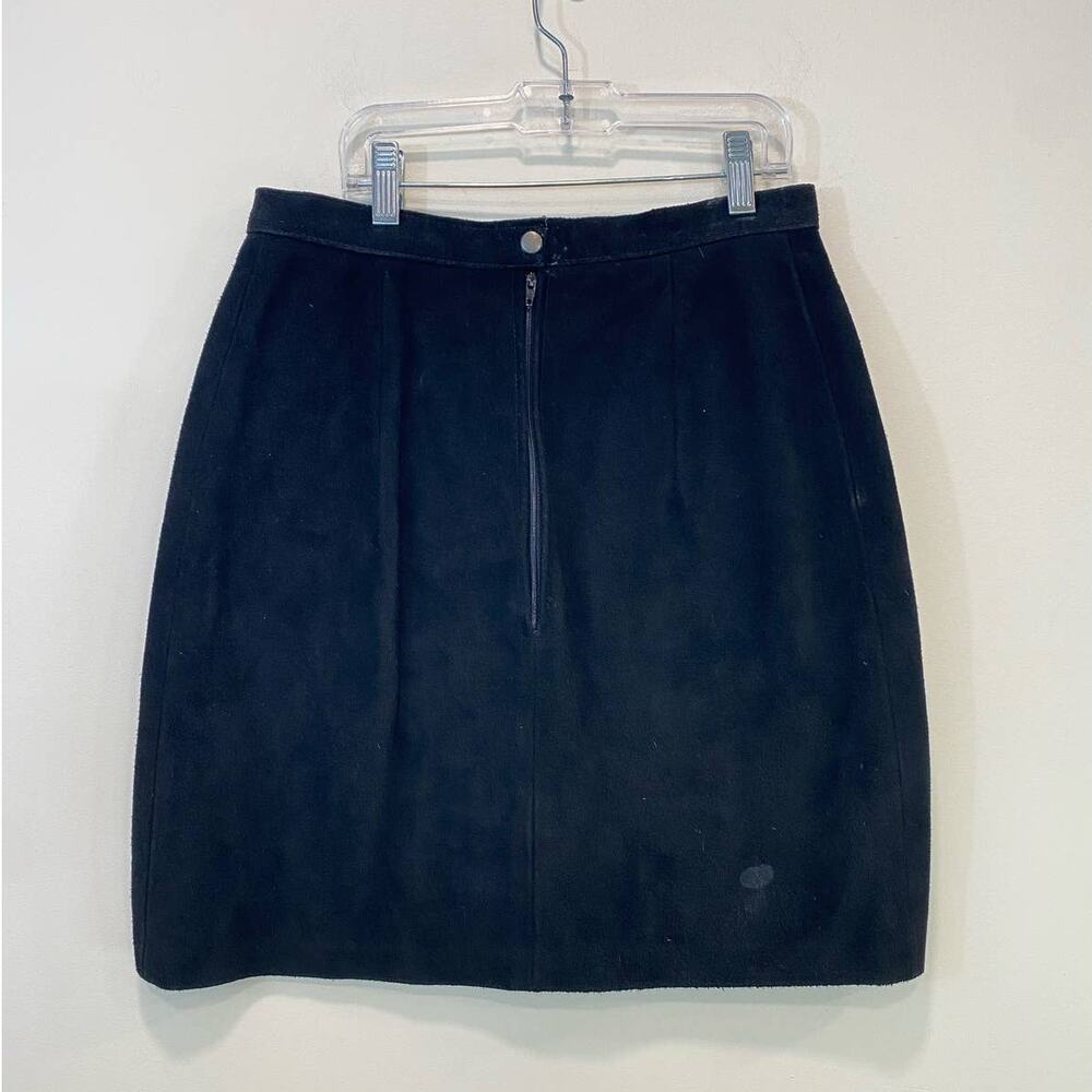 Outerwear by Phoenix Made in USA 100% Cow Split Black  Leather  Mini Skirt  9-10